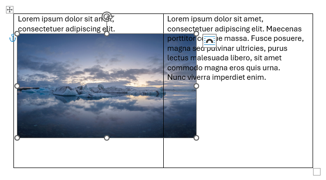 Image behind text in table in Word